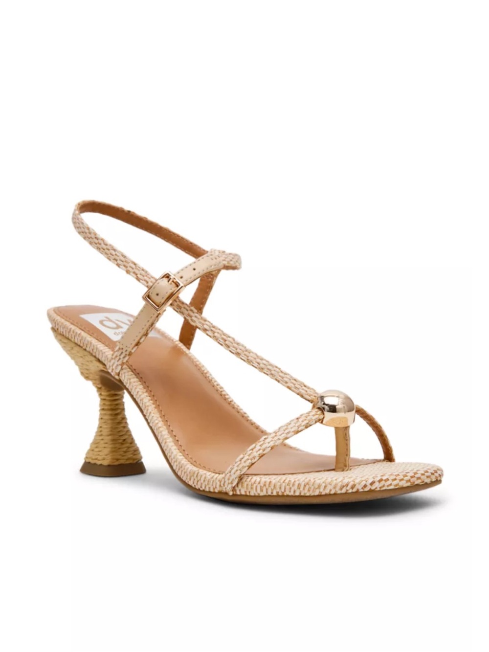 Dolce Vita Arria Beige Braided kitten Heel Sandal gold detail
